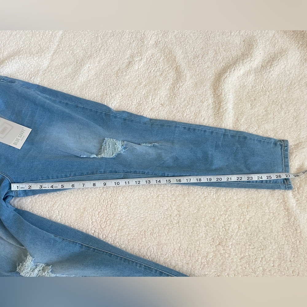 Blue Savvy Curvy Distressed Jeans with Rips - Picture 5 of 11